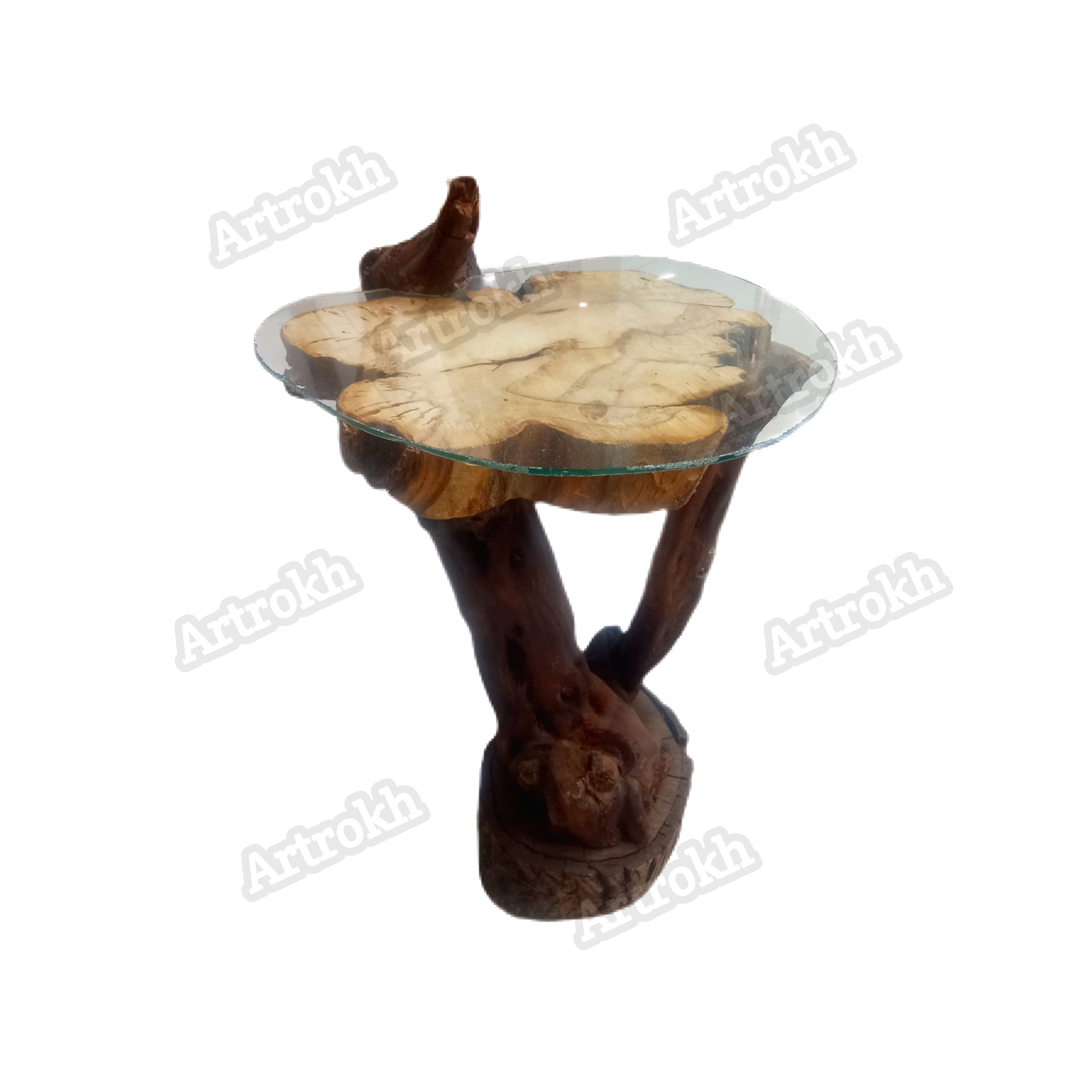 میز عسلی چوبی با تنه طبیعی