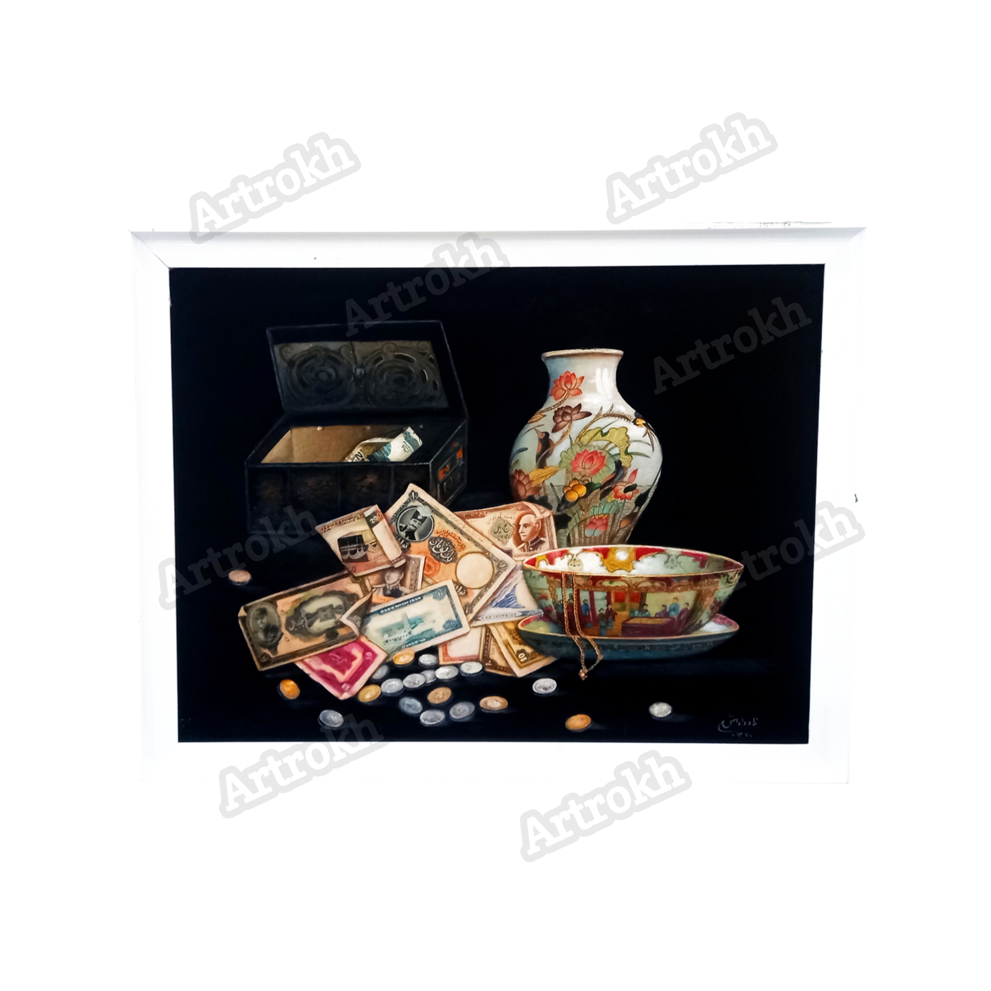 تابلو رنگ روغن صندوقچه اسکناس